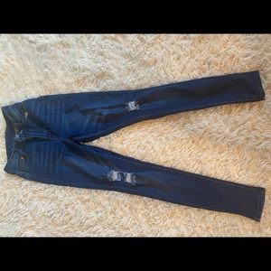 Fashion nova dark wash distressed jeans